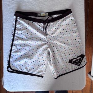 Women’s Y2K Roxy Board Shorts Tie Waist Multi Colour Polka Dot Size 9